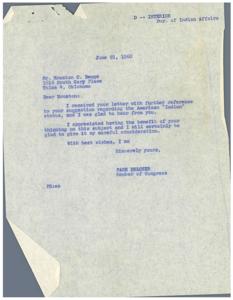 Correspondence Regarding the Status of American Indians in 1960, 1960-05-26