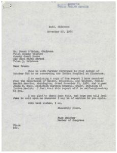 Correspondence Regarding Medical Services for Indians in Tulsa, Oklahoma in 1960, 1955-01-01 - 1960-12-31