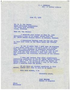 1962 Correspondence between Delta Petroleum Corporation and Bureau of Indian Affairs Regarding St. Labre Indian Mission School, 1962-06-25