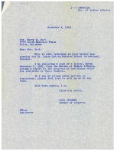 1963 Correspondence Regarding Assistance Programs for Northern Cheyenne Indians, 1963-10-25