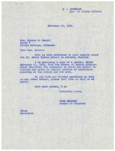 1963 Correspondence Regarding St. Labre Indian School and the Condition of the Northern Cheyenne Reservation, 1959-01-01 - 1962-12-31