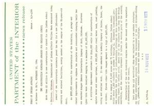 Chilocco Indian School in Oklahoma Receives Over $1 Million for New Construction and Facilities Upgrades, 1964-11-12