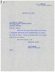 Correspondence Regarding the Reappointment of Creek Nation Chief McIntosh, 1963, 1963-01-01 - 1963-12-31