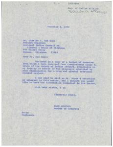 Correspondence Regarding the National Indian Council on Alcohol &amp; Drugs of Oklahoma&#39;s Proposal for a Drug and Alcohol Treatment Control Project, 1965-01-01 - 1969-12-31