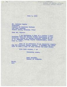 Correspondence Regarding the Situation at Chilocco Indian School: A Discussion with the Council of American Indians, 1969-05-06