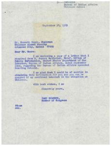 Correspondence Regarding Chilocco School and Bureau of Indian Affairs Operated Boarding Schools in 1969, 1969-09-11