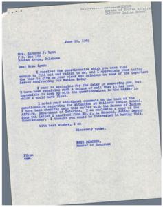 Congressional Correspondence Regarding Chilocco Indian School: 1969, 1969-06-10