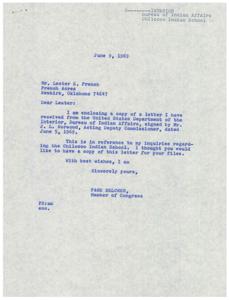 Correspondence Regarding Chilocco Indian School Affairs: 1969, 1969-04-09
