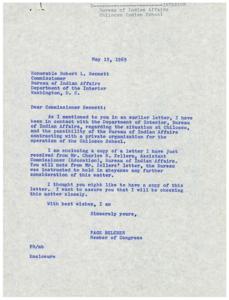 Correspondence Regarding the Situation at Chilocco Indian School and Potential Bureau of Indian Affairs Contract with a Private Organization, 1969, 1969-05-06
