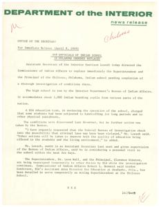 Top Officials at Oklahoma Indian School Replaced Amidst Investigation into Student Treatment, 1969-04-08
