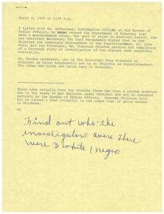 1969 Shake-Up at Chilocco Indian School: Investigation and Replacement of Top Officials, 1969-04-04