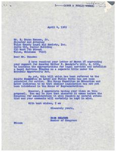 Correspondence Regarding Support for Increased Appropriations for Legal Services Program, 1969-03-04