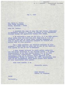 Congressman Page Belcher&#39;s Response to Citizen&#39;s Concerns About the Guaranteed Minimum Income Bill, 1969-01-30