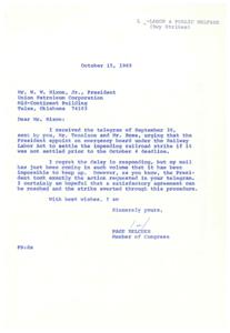1969 Correspondence Regarding the Impending Railroad Strike and Proposed Presidential Intervention, 1969-10-15