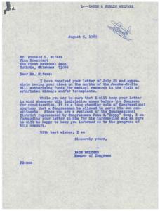 Correspondence on Medical Research Funding for Artificial Kidneys and Transplants: A Plea from a Beneficiary, 1969-07-28