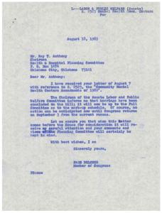 Correspondence Regarding the Community Mental Health Centers Amendments of 1969, 1969-08-07