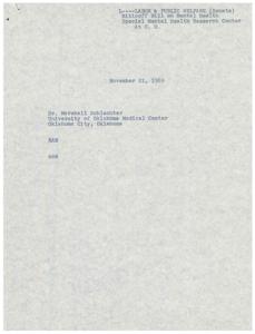 Senate Discussion on Ribicoff Bill and Mental Health Research at University of Oklahoma: Meeting Confirmation, 1969-11-12