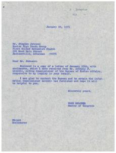 Congressional Correspondence Regarding Visit to Indian Communities in Oklahoma by Arkansas Youth Group, 1965-01-01 - 1969-12-31