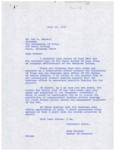 Addressing Language Deficiencies in American Indian Students: A Cooperative Effort Between the University of Tulsa and the Bureau of Indian Affairs, 1972-06-26