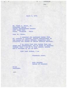 Correspondence Regarding Urban American Indian&#39;s Eligibility for Bureau of Indian Affairs Services, 1967-02-05