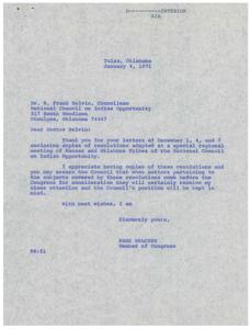 Correspondence Between the National Council on Indian Opportunity and Congress Regarding Resolutions on Indian Rights and Legislation, 1970-12-01