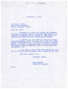 Correspondence Regarding Indian Business Development Program Funding in 1971, 1971-01-10 - 1971-12-31
