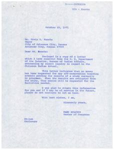 Correspondence Regarding Funding for Chilocco Indian School, 1971, 1971-10-05