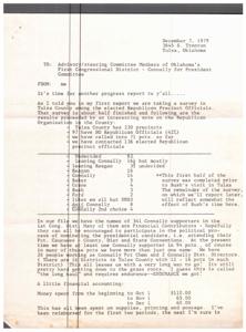 Progress Report: Connally for President Committee in Oklahoma&#39;s First Congressional District, 1979-12-07