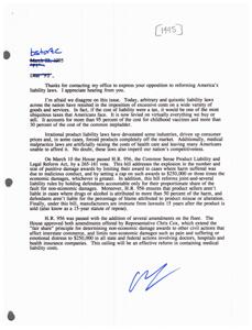 Reforming America&#39;s Liability Laws: A Necessary Change for Fairness and Competitiveness, 1995-03-22