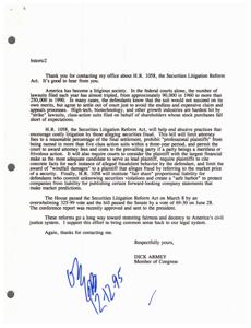 Reforming Securities Litigation: H.R. 1058, 1993-01-01 - 2001-12-21
