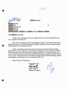 Support for the Enumerated Powers Act: A Message from man Dick Armey, 1997-01 - 1997-12-31