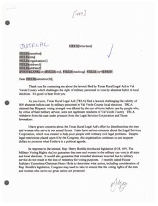 Protecting the Voting Rights of Military Personnel: A Response to the Texas Rural Legal Aid Lawsuit, 1997-01 - 1997-12-31