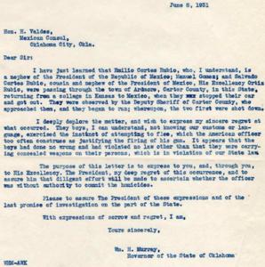 Letter of Condolences to the Mexican President
